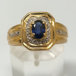 Bague en Or Jaune et Diamants/Saphir