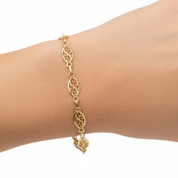 Bracelet maille filigrane en or jaune 18k - 18cm - 4.48gr
