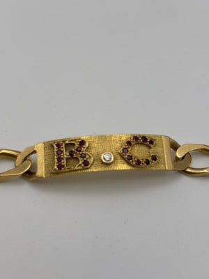 Bracelet Identité Or Jaune 18 Carats Diamants Rub