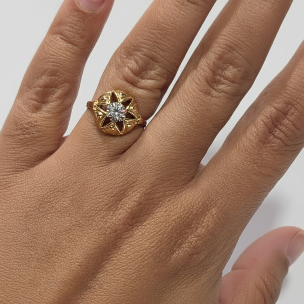 Bague en Or Jaune 18 Carats avec Zirconium