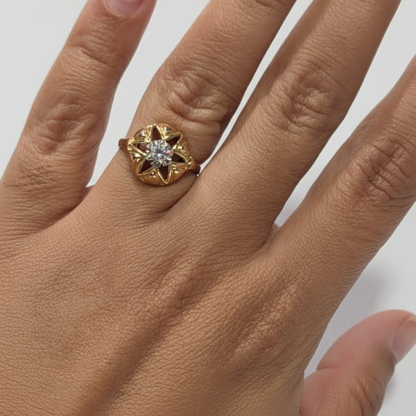 Bague en Or Jaune 18 Carats avec Zirconium