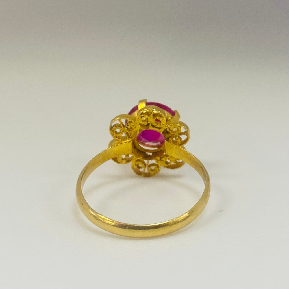Bague Solitaire en Or Jaune 22K Taille-50