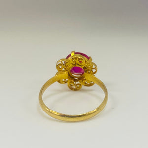 Bague Solitaire en Or Jaune 22K Taille-50