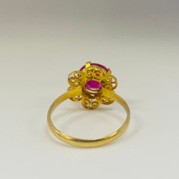 Bague Solitaire en Or Jaune 22K Taille-50