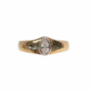 Bague Jonc en Or Jaune 18K- Diamant - Taille 54 - 2.96G