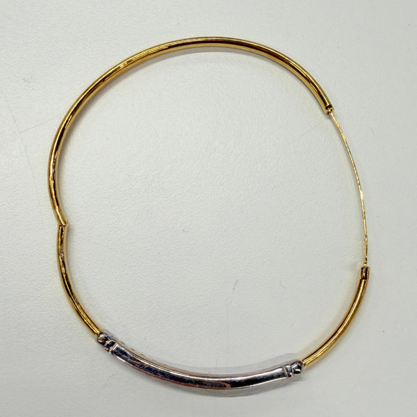 Jonc en Or Jaune et blanc 18 K avec Saphir et Zirconium