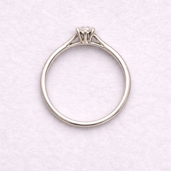 Bague Solitaire en Or Blanc 18K - Taille 49 -  1.31 G