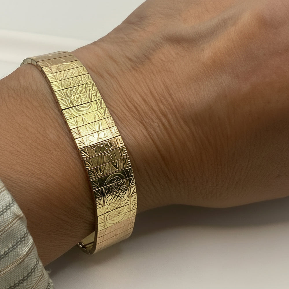 Bracelet Manchette en Or Jaune et Or Rose 585 - 17 G