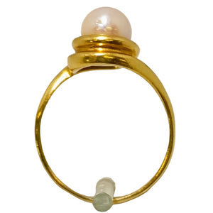 Bague Solitaire Or Jaune 18 Carats avec Perle Classique