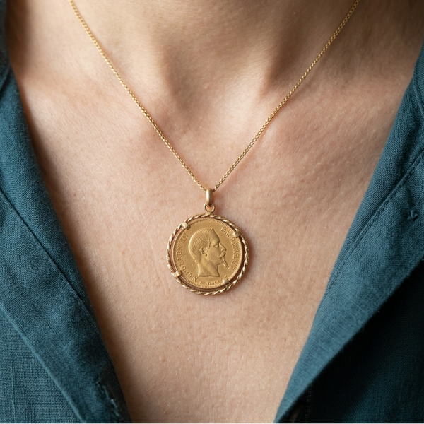 Pendentif Porte Pièce Or Jaune Napoléon III 22 K  - 4.47 Grs
