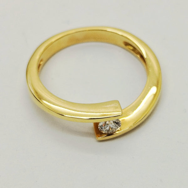 Bague Solitaire en Or Jaune 18K- Taille 54- 5G