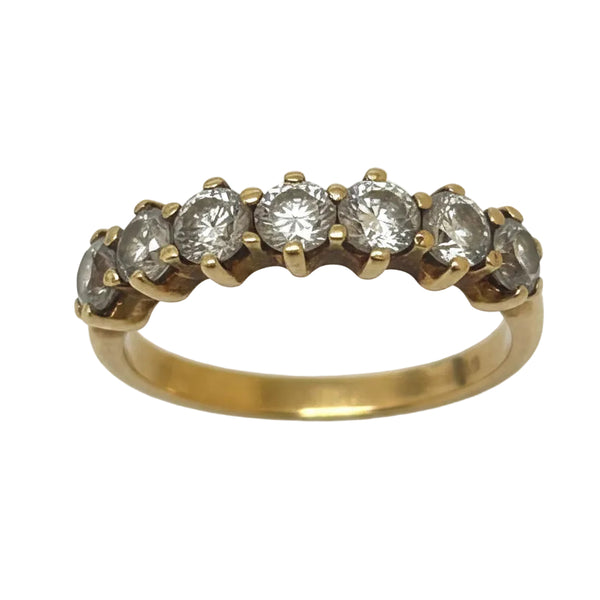 Bague Demi Tour Or Jaune 18k avec 7 oxydes de zirconium