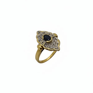 Sublime Bague Marquise en Or Jaune 18K - 5.54 G - T 54 avec Diamants