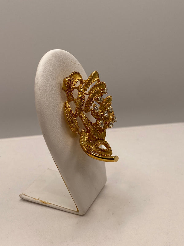 Pendentif broche en Or jaune 18K avec diamants 3mm