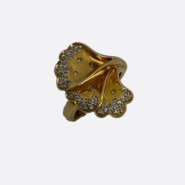 Bague Ancienne en Or Jaune 18K avec Diamants - taille 51 - 6.67g