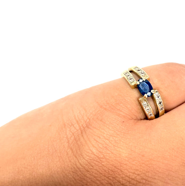 Bague Or Jaune 18k Saphir et Diamants - Taille 51