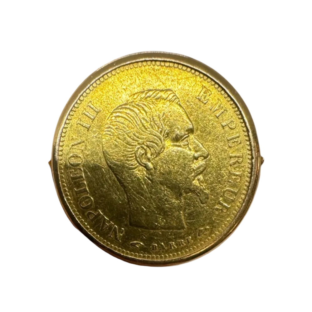 Bague porte pièce en Or jaune 10 Francs N - Taille 52