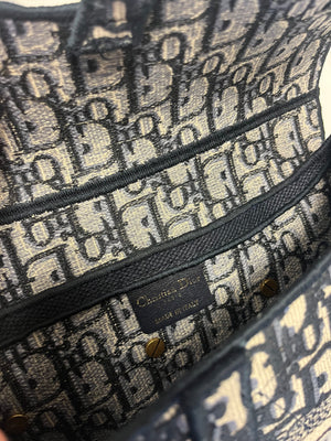 Sac Dior Saddle en toile oblique bleu