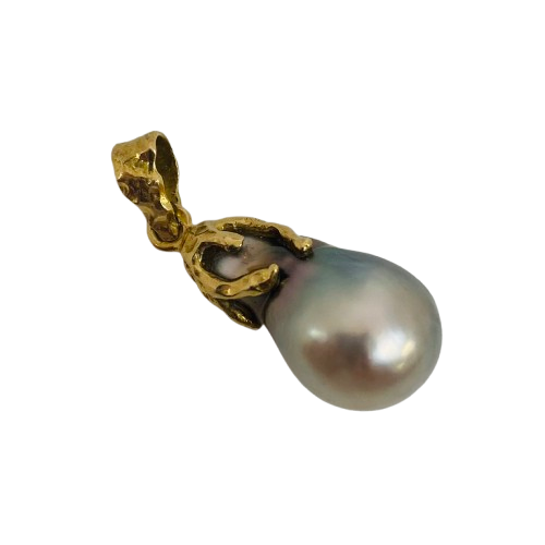 Pendentif Solitaire en Or Jaune 18K avec Perle de Tahiti - 3 Grs