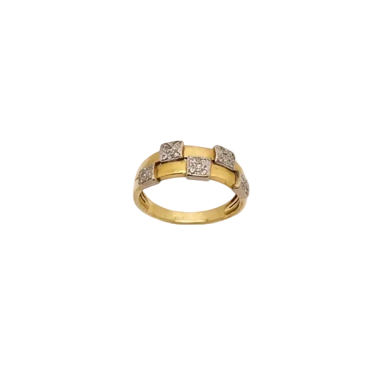 Bague Signée Or Jaune 18K Guy Laroche avec Diamants - T59 - 4.25gr