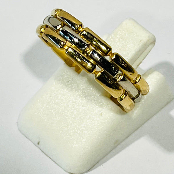 Bague Tank en Or Jaune et Or Gris 18K - T55 - 4.28gr