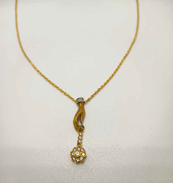 Collier Matinée Or Jaune avec Diamants et Topaze - 4.52 Grs