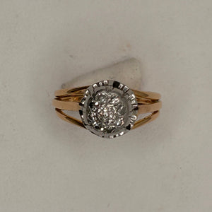 Bague ancienne en or jaune avec diamants 18K Taille-48