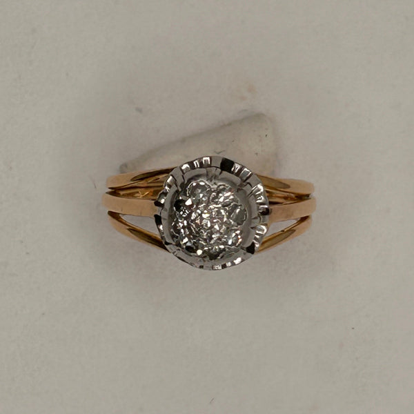 Bague ancienne en or jaune avec diamants 18K Taille-48