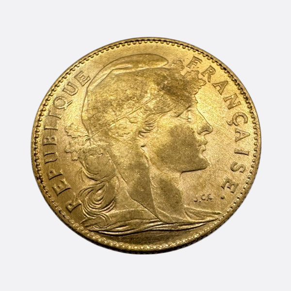 Pièce 10 Francs Or jaune 20K - Marianne Coq 1911- 3.21g