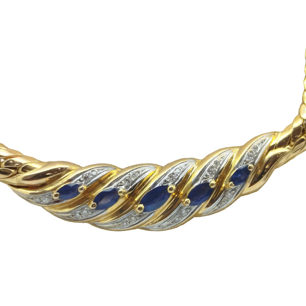 Collier Princesse Or Jaune Diamants et Saphir 18k