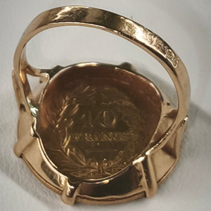 Chevalière en Or jaune Pièce 10 Francs - 6.12G - Taille 56