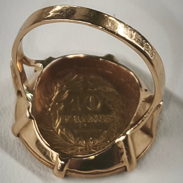 Chevalière en Or jaune Pièce 10 Francs - 6.12G - Taille 56