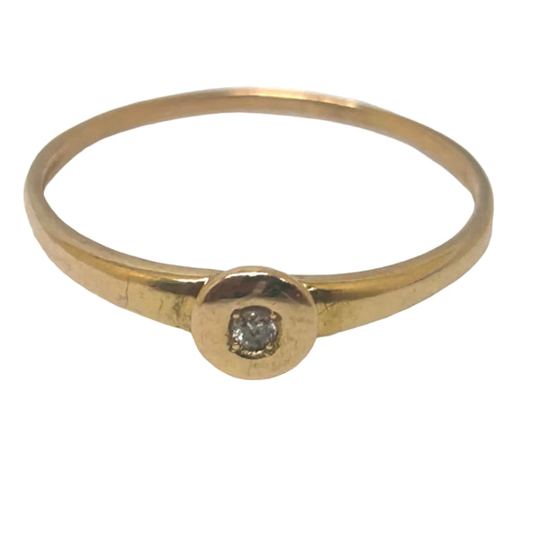 Solitaire en Or Jaune 18K avec Diamant