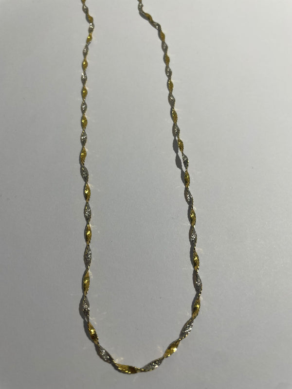 Collier Ras du Cou en Or Jaune et Blanc 18K 4.33 Grs