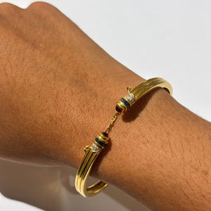 Bracelet Jonc en Or Jaune Diamants 18K - 19.35 Grs