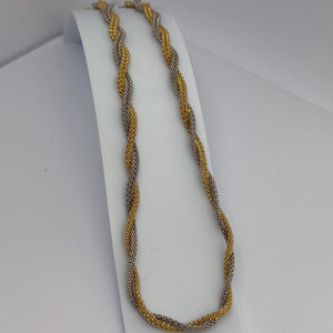 Collier Ras du Cou Tressé  en Or Jaune et Gris 18K - 42.5cm - 17.07g