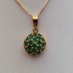Pendentif Médaillon en Or Jaune avec Émeraude 18K - 1.69 Grs
