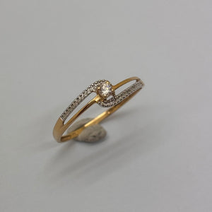 Bague Solitaire en Or Jaune 18K - Taille 53