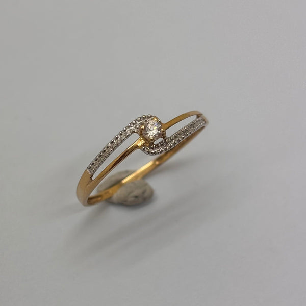 Bague Solitaire en Or Jaune 18K - Taille 53