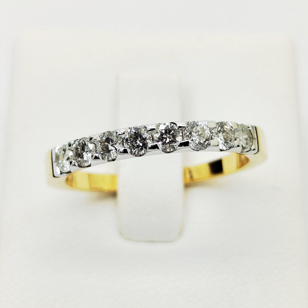 Bague Demi Tour en Or jaune et blanc 18K - Taille 54