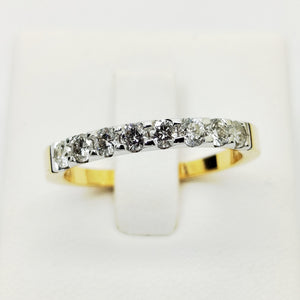 Bague Demi Tour en Or jaune et blanc 18K - Taille 54 - 2.8g