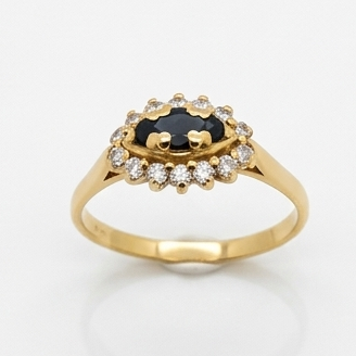 Solitaire en Or Jaune 18 K diamants - 3.25 G - Taille 60 diamants