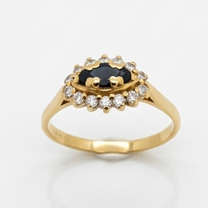 Solitaire en Or Jaune 18 K diamants - 3.25 G - Taille 60 diamants