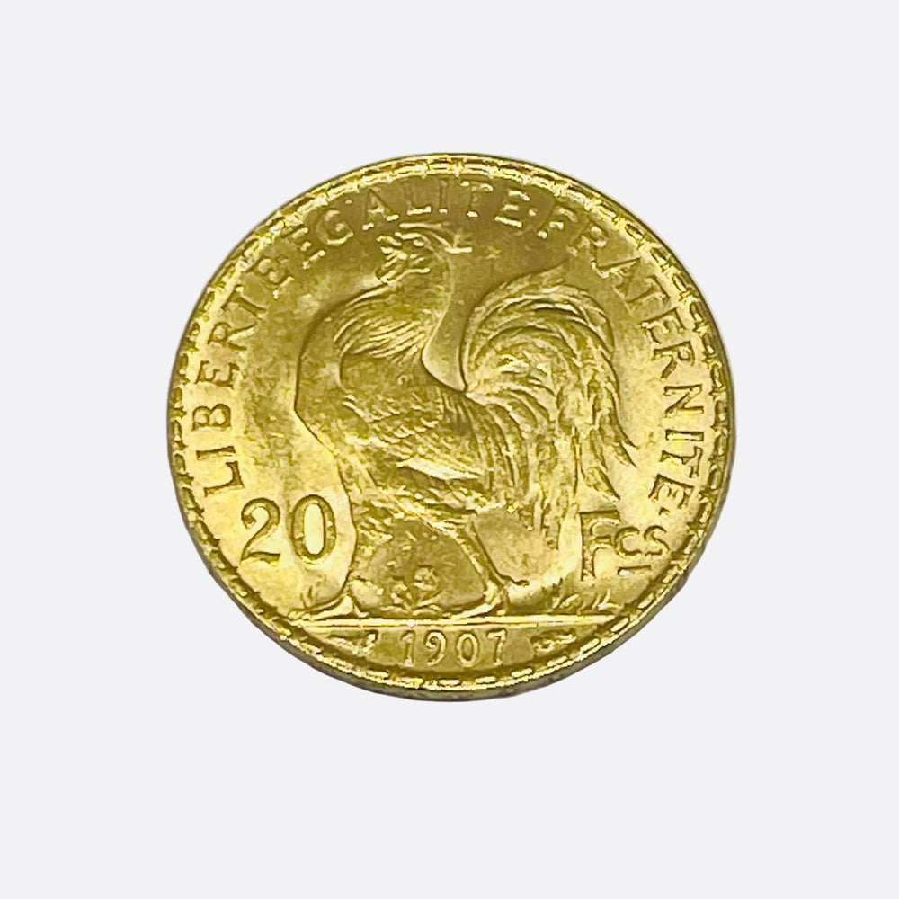 Pièce en Or jaune 20K -Marianne Coq 1907-1913 20 Francs - 6.45g