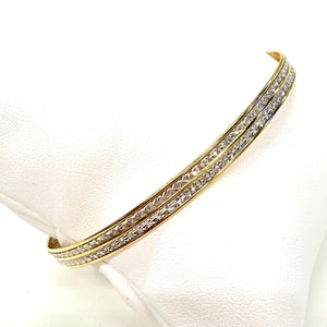 Bracelet Jonc Martelé en Or Jaune et Blanc 18K - 11.14g