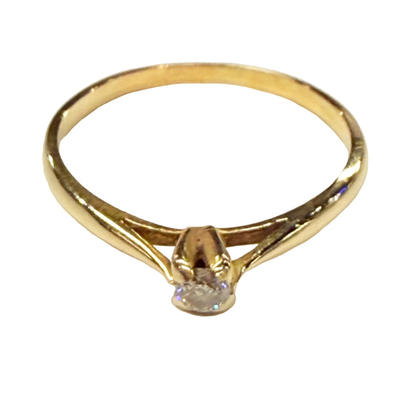 Bague solitaire en or  jaune 18k -  1.5 G