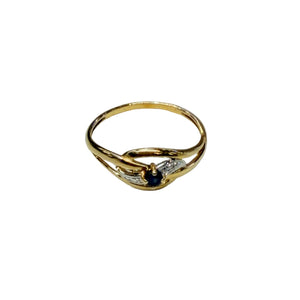 Bague en Or Jaune et Blanc 18k avec saphir
