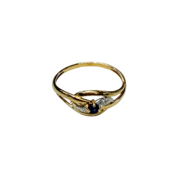 Bague en Or Jaune et Blanc 18k avec saphir