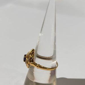 Bague en Or Jaune avec Diamants et Saphir - T 55