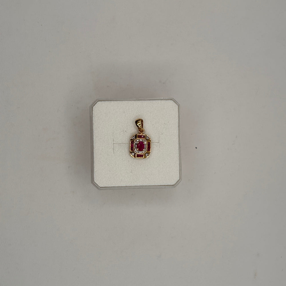 Pendentif Or Jaune 750/1000 avec Rubis et Diamants